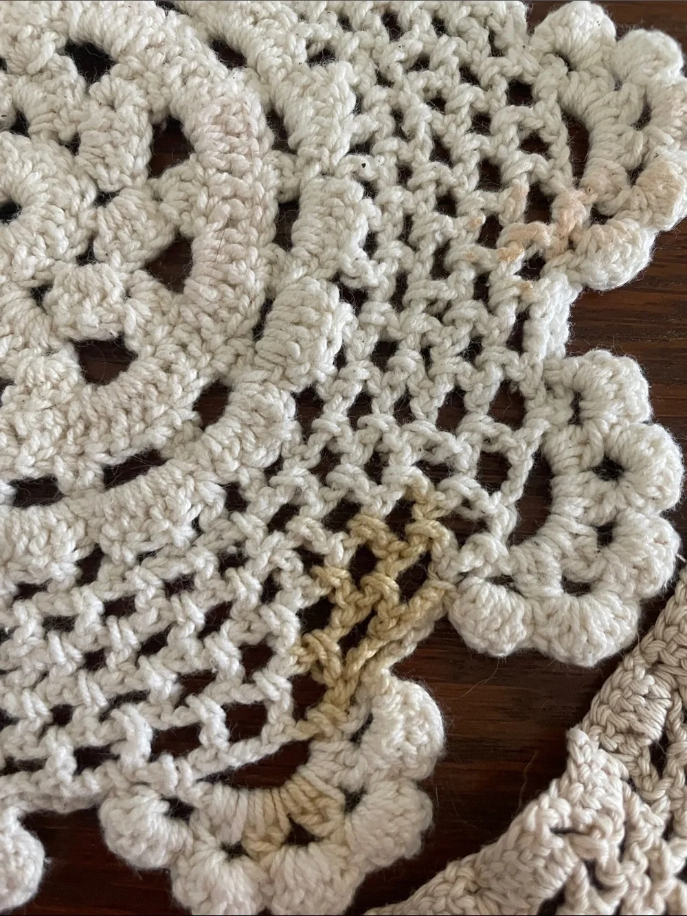 Handmade Crochet Doily & Table Accent Set in Cream, Yellow, Pastel Multicolor